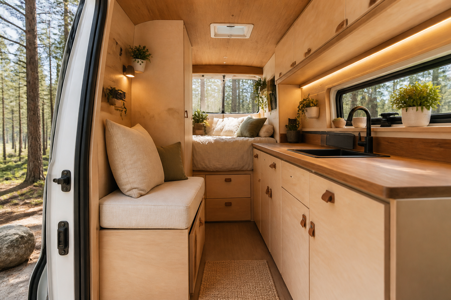 Finished van cupboardry